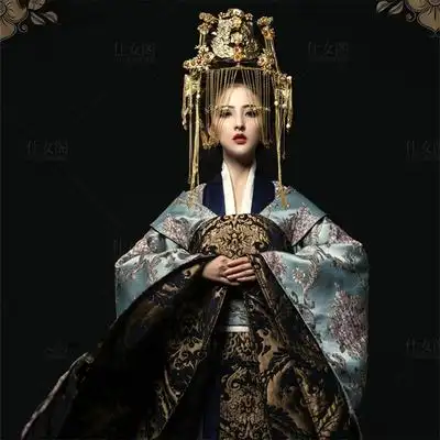 影楼写真主题女古装唐装汉服皇后贵妃拖尾唯美古典走秀表演出服装