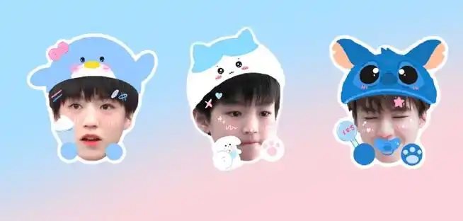 王俊凯#/#饭圈美工设计#    小俊来喽～    手绘大头贴61六个可爱的