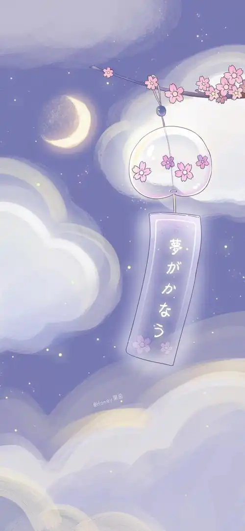 手绘壁纸丨风铃和软绵绵の云朵