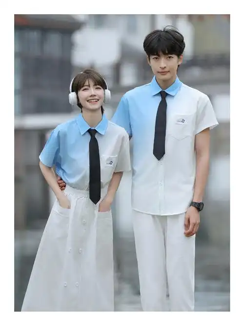 实拍情侣装夏装学生班服套装 男套65 女套75 - 17网