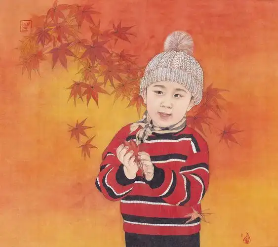 置爱艺术家定制儿童肖像工笔画刘莹莹作品