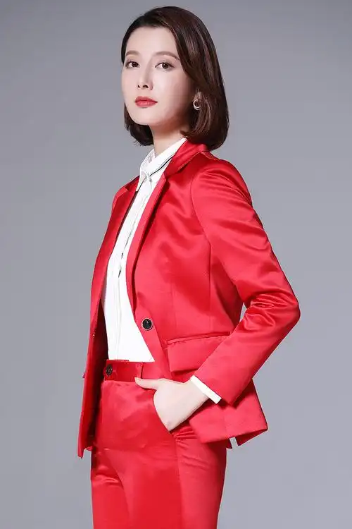 年会装红色职业装女神范套装时尚主持人西装高端正装干练气质西服
