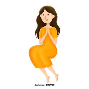 夏季长发女孩跪拜双手合十双手合十许愿的少女人物设计可商用元素黑白