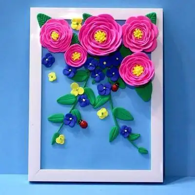 一折黏土画成品_超轻粘土相框画成品黏土彩泥太空泥浮雕画创意手工diy