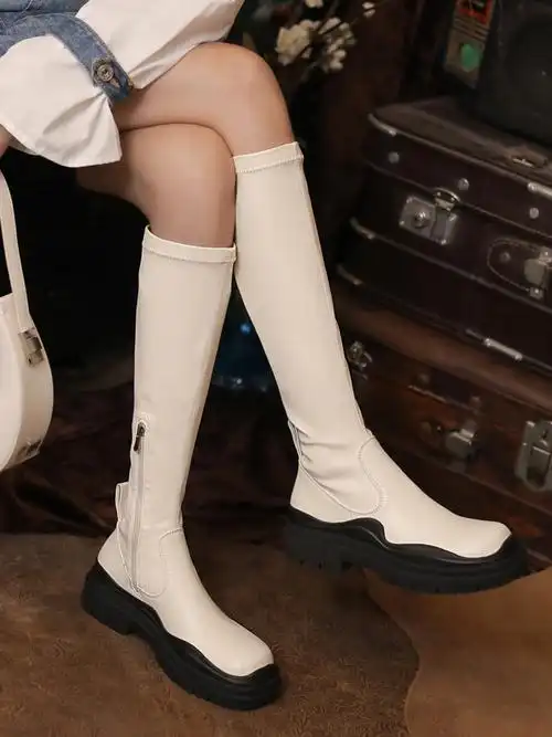 绝绝子显腿细厚底弹力靴长靴酷帅斩男神器