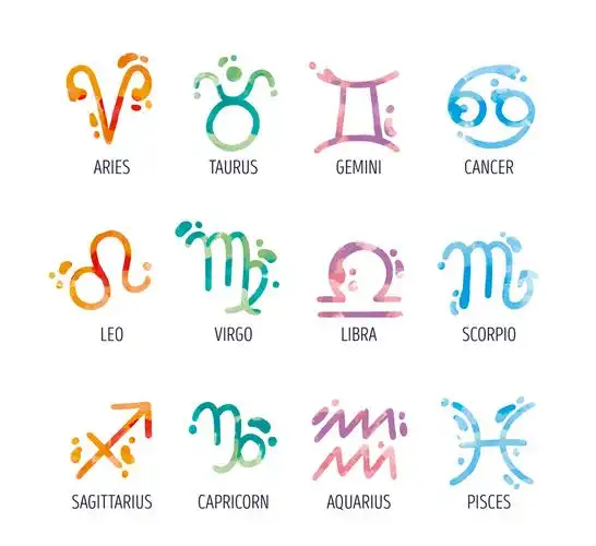 水彩绘十二星座标志设计矢量素材