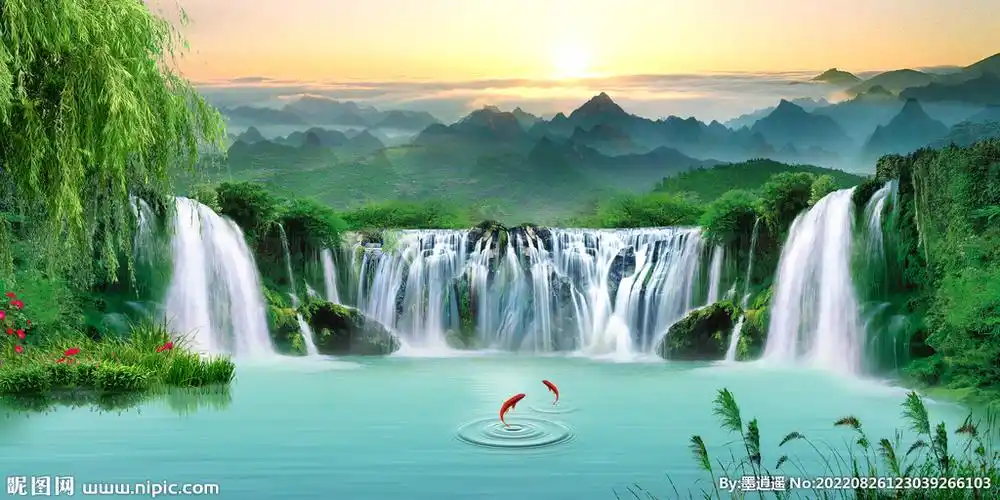 招财山水图设计图__风景_psd分层素材_设计图库_昵图网nipic.com