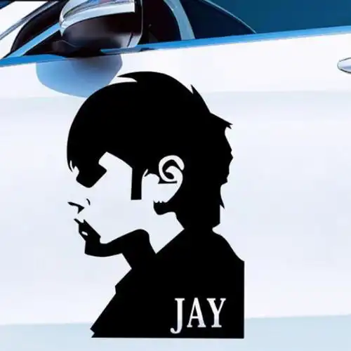 周杰伦车贴贴纸明星人物剪影音乐歌手头像反光汽车装饰贴