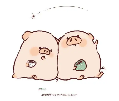 两只可爱的小猪动物插图