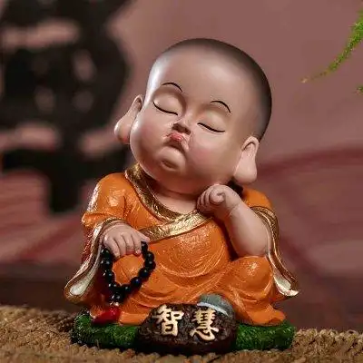 禅意小和尚领导创意弥勒佛生日送礼高档办公室装饰品摆件
