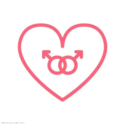 玫红色线性男性符号情人节图标