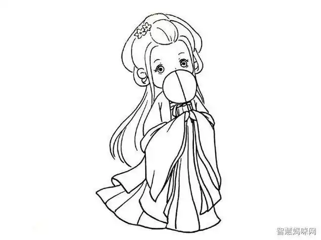 第2页简笔画|简单可爱古风人物女孩小姐姐线稿简笔画古风古风女生人物