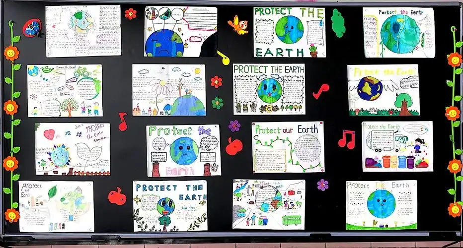 the earth, protect the environment-遥观中心小学六年级英语海报