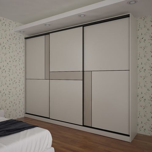 定做新款北欧卧室家具推拉门板式移门大木木质衣柜