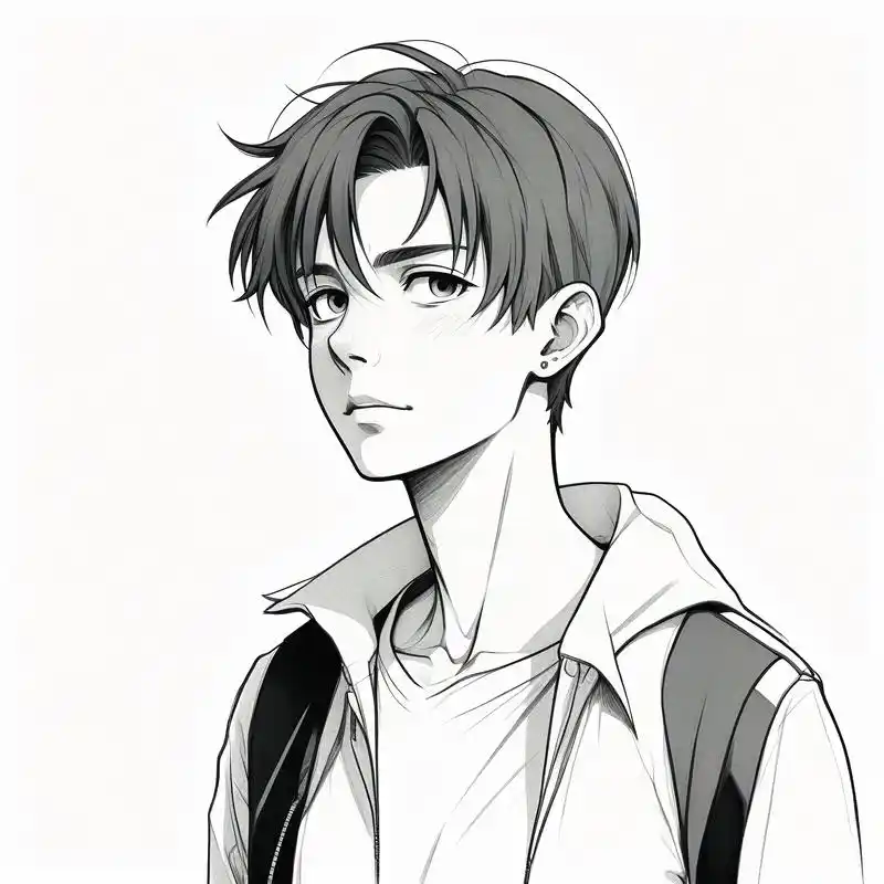 96黑白素描男生头像,高冷范儿