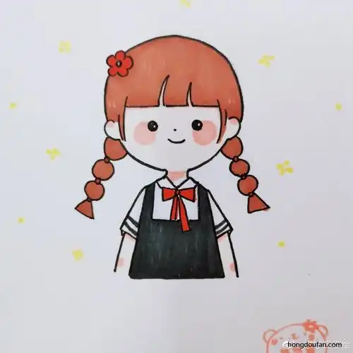 10张可爱的小女生卡通简笔画-红豆饭小学生简笔画大全