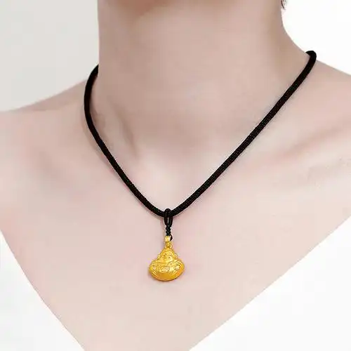 999足金弥勒佛黄金项链佛头24k纯金小金佛3d硬金转运珠佛吊坠女金
