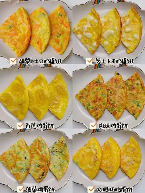 今天分享6款宝宝辅食早餐鸡蛋饼,做法简单,营养好吃,宝妈们～快来试试