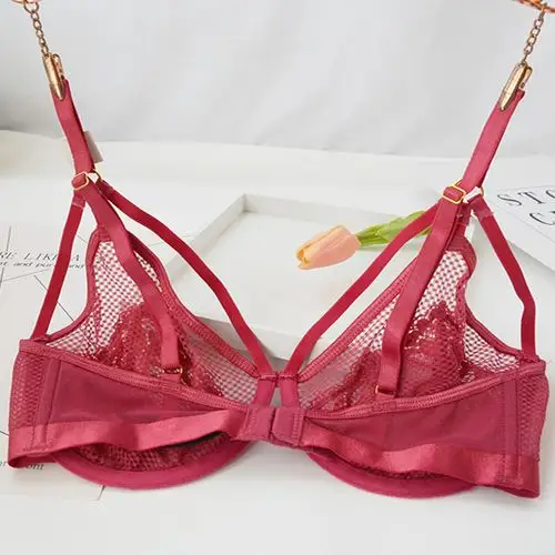 文胸透明镂空罩杯性感欧美蕾丝钢圈法式日薄文胸