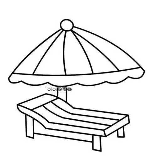 简笔画海滩遮阳伞