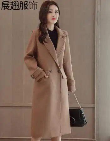女士毛呢外套潮2017冬季新款长款过膝女装韩版大码西装领呢子大衣