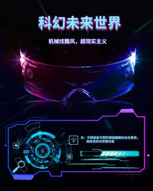痞幼抖音同款led发光眼镜 亚克力赛博朋克科技感眼镜蹦迪墨镜道具