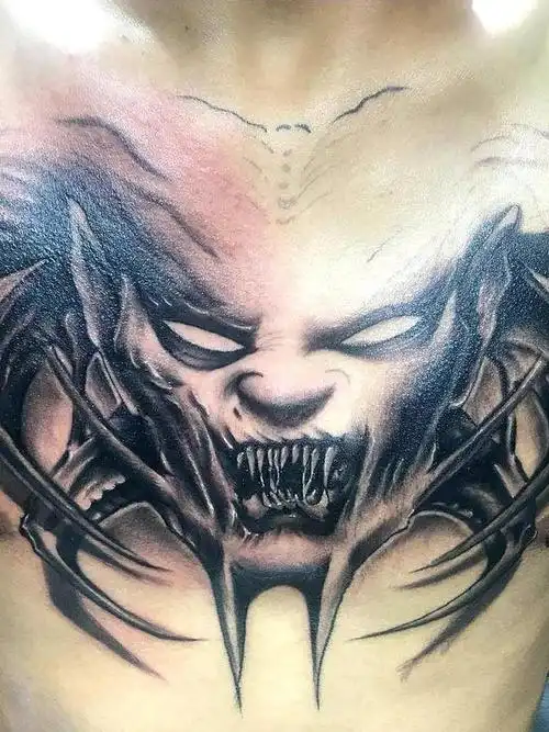 花胸恶魔_纹身图案手稿图片_南曦的纹身作品集