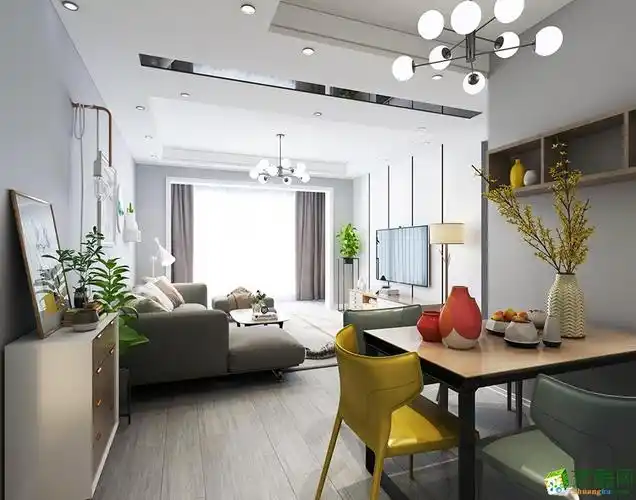 >> 武汉93㎡三室一厅一卫北欧风格装修设计效果图