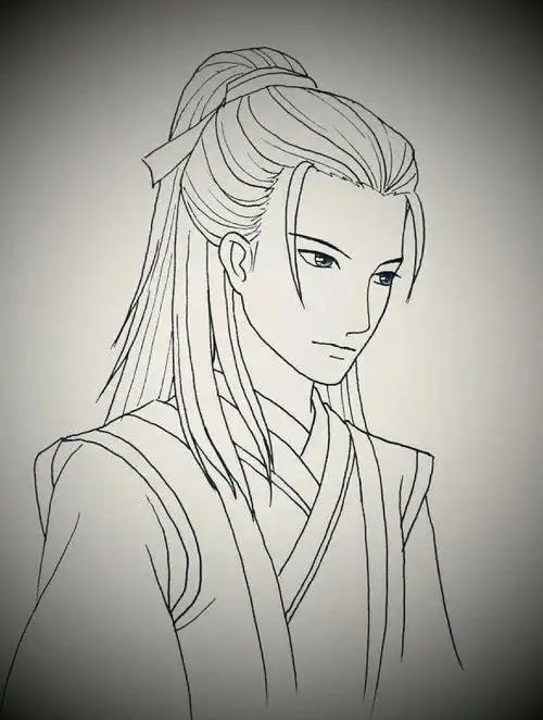 素描古风男生动漫图片古风人物简笔画清新脱俗的男子古风男生长发卡通