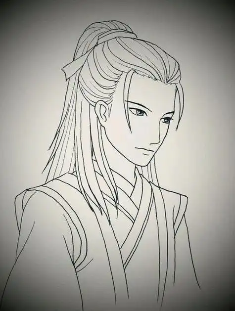 动漫人物简笔画男生古风