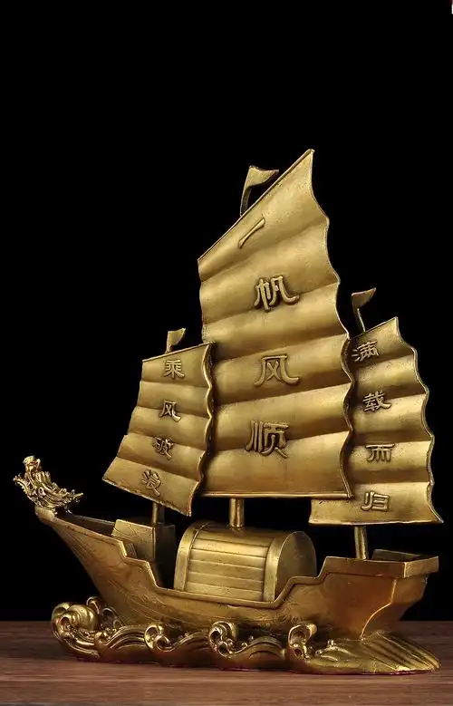 纯铜一帆风顺帆船摆件船工艺品大号客厅办公室装饰店铺公司开业礼品36