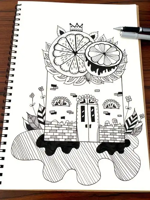 黑白条纹装饰画黑白装饰画线条画儿童画