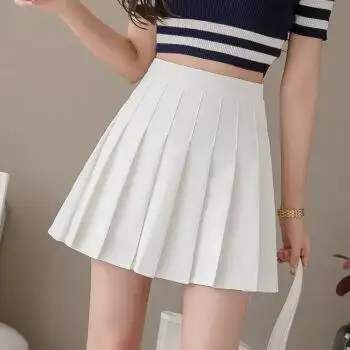 高腰显瘦半身裙新款超仙学生百褶裙女韩版字短裙子女纯白色3xl130140