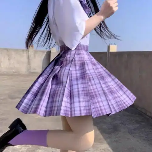 葡萄汽水jk制服正版日系学生夏季高腰紫色学生校服