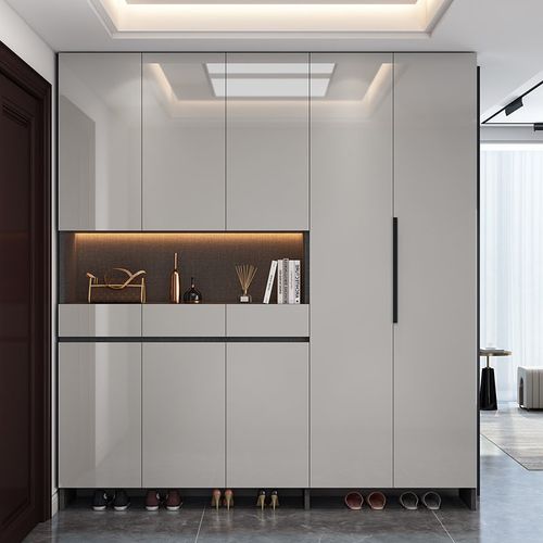 定制鞋柜家用门口玄关收纳柜一体简约轻奢实木大容量高立式储物柜