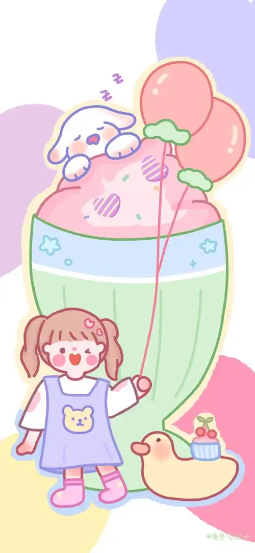 少女心可可爱爱软萌油画壁纸紫色手绘小兔小熊超萌全屏壁纸仙女加关注