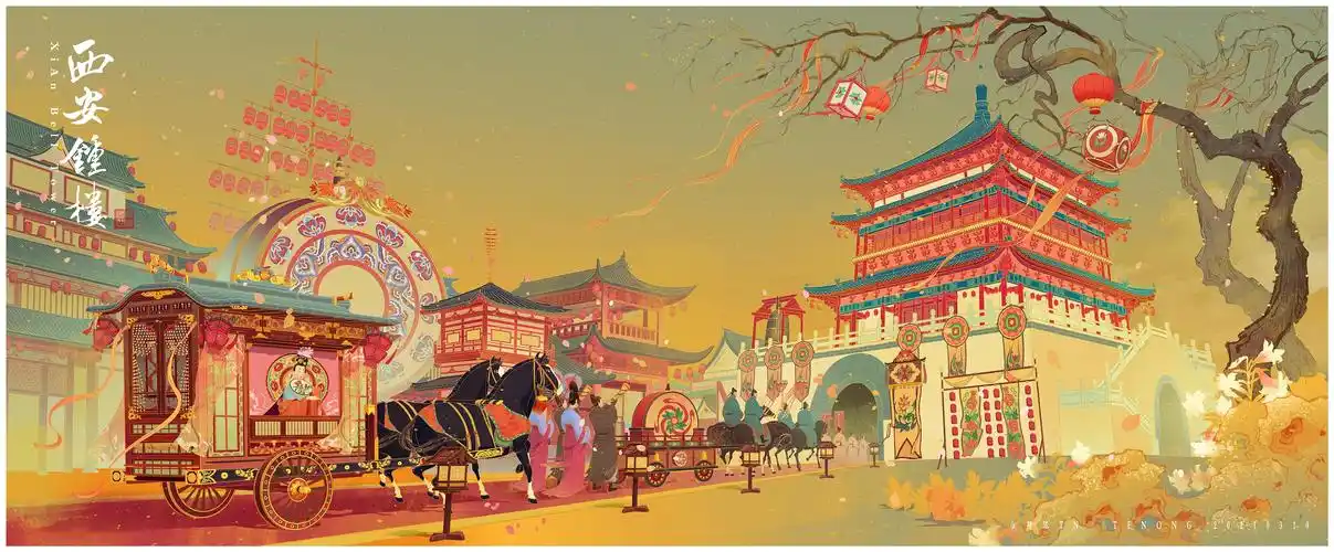 西安钟楼|插画|创作习作|特浓tn - 原创作品 - 站酷 (zcool)