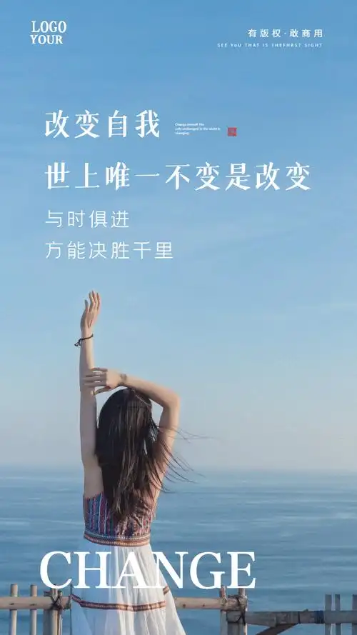 改变自我励志企业文化宣传摄影图海报