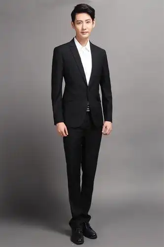 秋冬新款单扣上班商务男式西服套装职业白领修身男西装套装男定