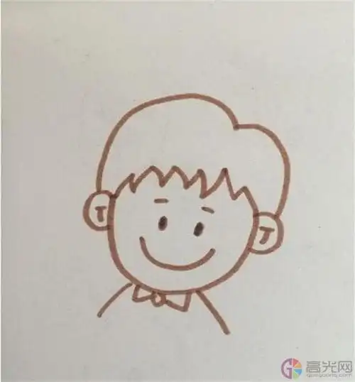 圆脸男孩子的简笔画