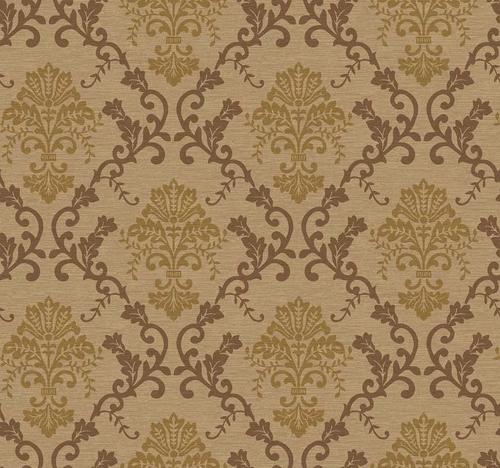 现代简约欧式环保纯纸墙纸浅棕色大马士革客厅卧室电视背景墙壁纸