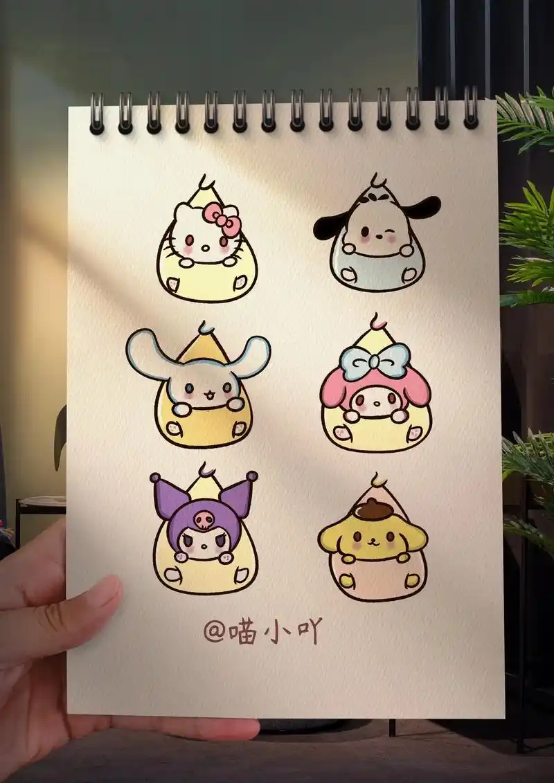 今天画了一堆躲在包包里面的三丽鸥角色小可爱来啦 - 抖音