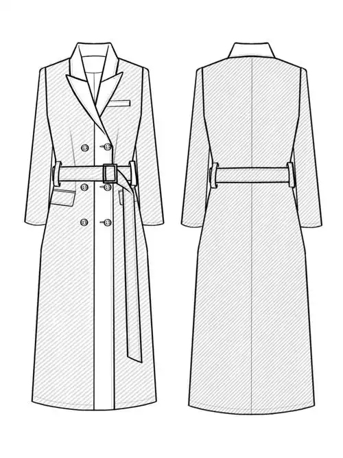 服装款式图风衣款式图