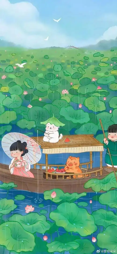 春天绿色系护眼古风插画壁纸