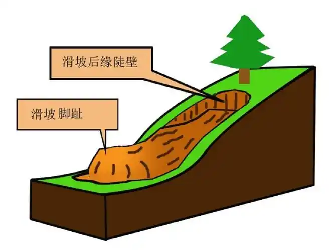 滑坡示意图青藏高原地质构造复杂, 内外动力作用强烈, 发育大量滑坡.