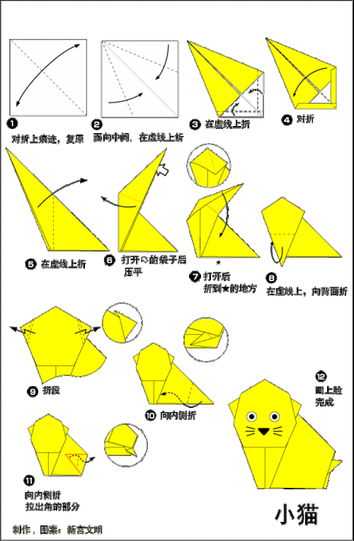 猫咪的折纸方法可爱的小猫折纸奇趣折纸跟着步骤一起来折出手指上的小