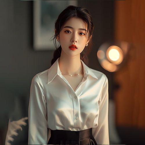 liscn真丝衬衫女时尚西装内搭优雅气质通勤醋酸缎面抗皱免烫白衬衣