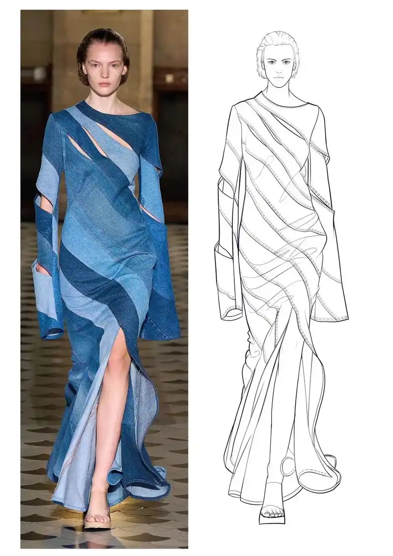 牛仔连衣裙#服装设计手绘 #设计分享 #手绘 #服装设计 - 抖音