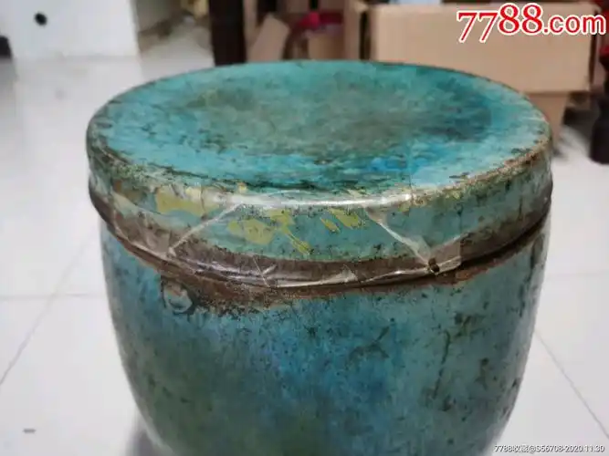 清代石湾绿釉米缸茶叶缸老瓷器古玩古董收藏包老包真