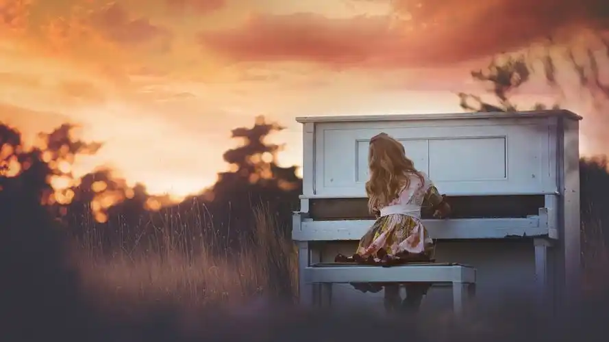 音乐,女孩,背影,钢琴,音乐,一个人的音乐盛典壁纸